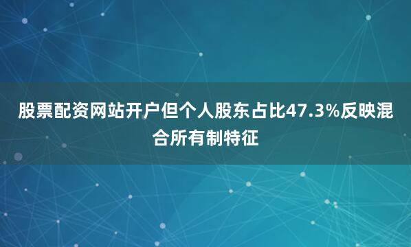股票配资网站开户但个人股东占比47.3%反映混合所有制特征